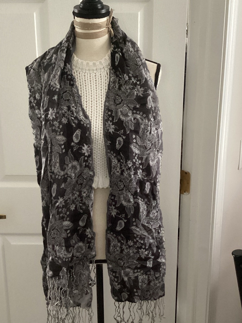 gorgeous floral fringe scarf